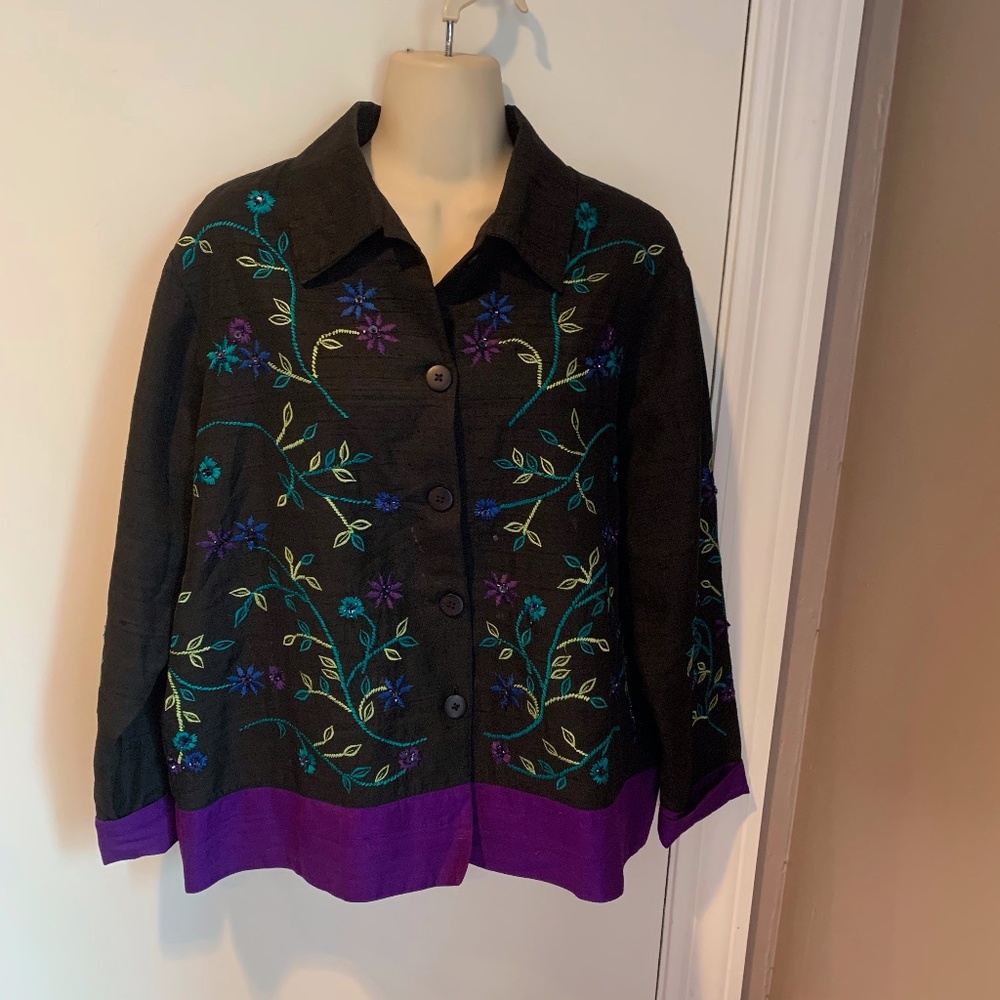 Coldwater Creek silk beaded and embroidered jacket